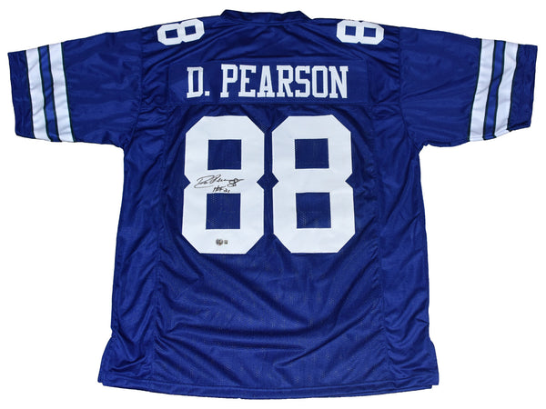 DREW PEARSON SIGNED DALLAS COWBOYS #88 BLUE JERSEY BECKETT W/ HOF 21