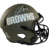 Quinshon Judkins Autographed Cleveland Browns F/S 22 STS Helmet Beckett W 55263