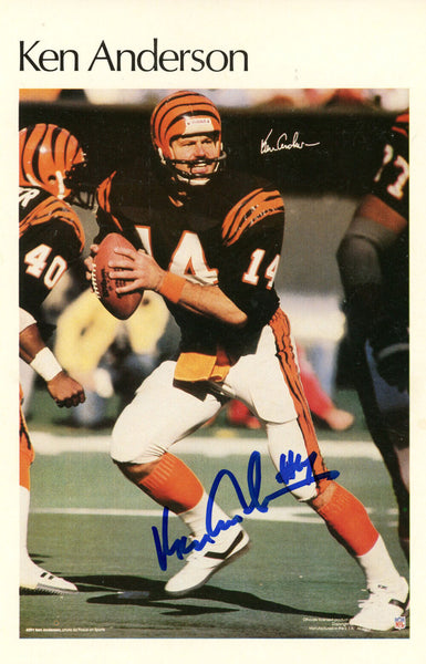 Ken Anderson Signed Cincinnati Bengals Mini Poster 4/50 Beckett 46143