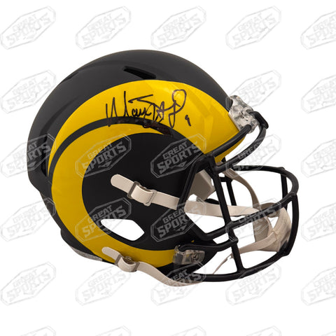 MATTHEW STAFFORD SIGNED LA RAMS F/S RIVALRIES SPEED REPLICA HELMET BECKETT QR