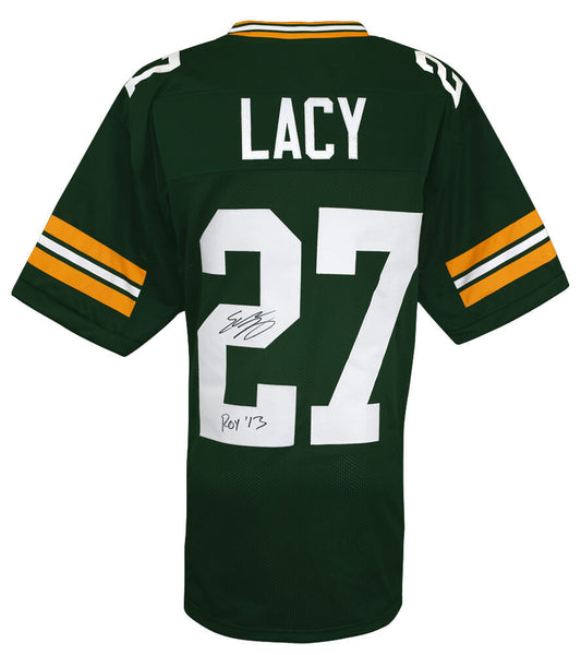 Eddie Lacy (PACKERS) Signed Green Custom Football Jersey w/ROY'13 (SCHWARTZ COA)