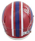 Bills Steve Tasker Signed 1987-01 TB Speed Mini Helmet W/ Case BAS Witnessed