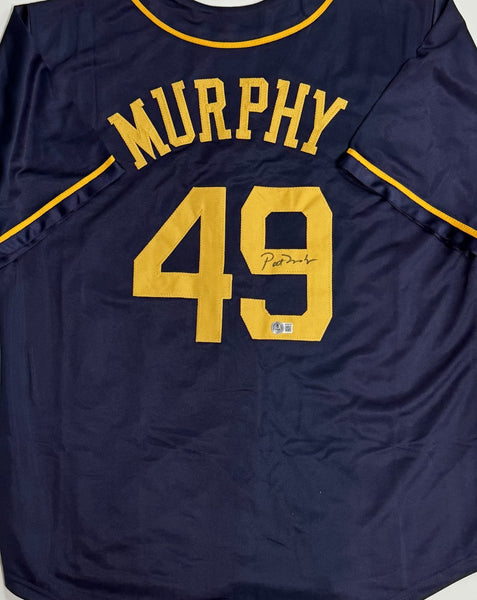 PAT MURPHY Signed Custom Replica Blue #49 Jersey AUTO - Milwaukee Brewers - BAS