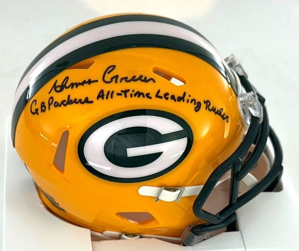 Packers AHMAN GREEN Signed Riddell Mini Helmet AUTO w/ GB Leading Rusher - BAS