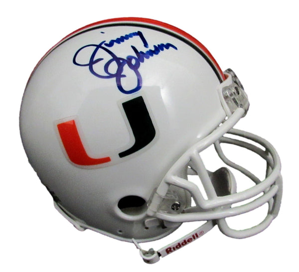 Jimmy Johnston Signed/Auto Univ of Miami Mini Football Helmet Beckett 213347