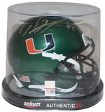 Ray Lewis Autographed Miami Hurricanes Green Schutt Mini Helmet Beckett 36218