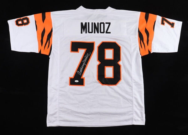 Anthony Munoz Signed Cincinatti Bengals White Jersey (JSA) 2xSuper Bowl O-Tackle