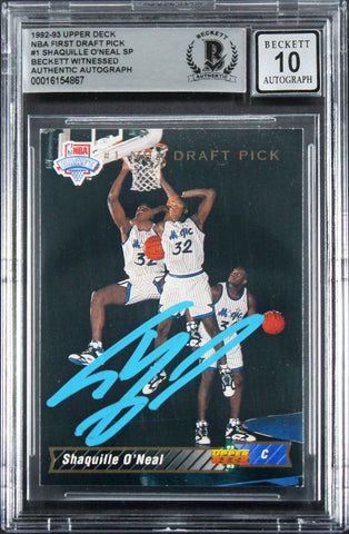 Magic Shaquille O'Neal Signed 1992 Upper Deck #1 Rookie Card Auto 10! BAS Slab 2
