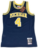 CHRIS WEBBER SIGNED MICHIGAN WOLVERINES #4 NAVY MITCHELL & NESS JERSEY FANATICS