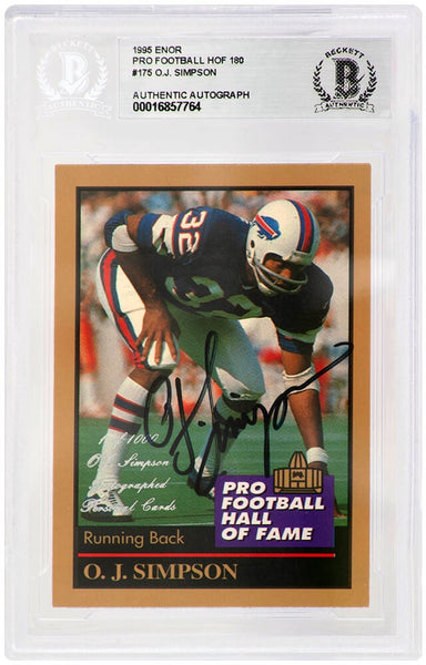 O.J. Simpson Signed Bills 1995 Enor Pro Football HOF Football Card #175 -Beckett
