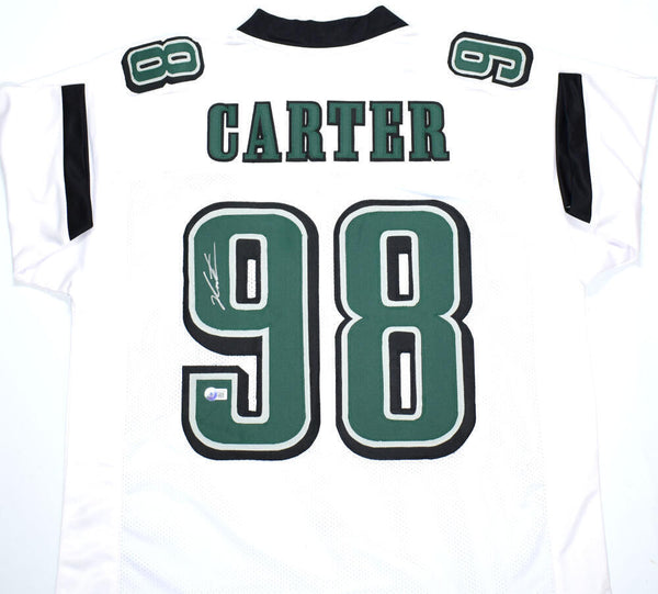 Jalen Carter Autographed White Pro Style Jersey- Beckett W Hologram *Silver