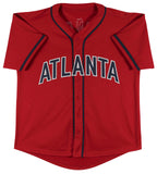 Ronald Acuna Jr. Authentic Signed Red Pro Style Jersey Autographed BAS Witnessed