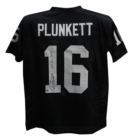 Jim Plunkett Autographed/Signed Pro Style Black XL Jersey SB MVP Beckett 39324
