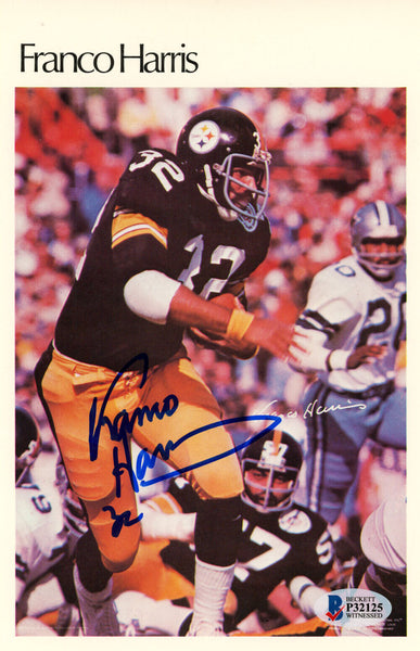 Franco Harris Autographed Pittsburgh Steelers Mini Poster 44/50 Beckett 46191