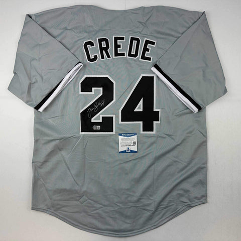 Autographed/Signed Joe Crede Chicago Grey Baseball Jersey Beckett BAS COA