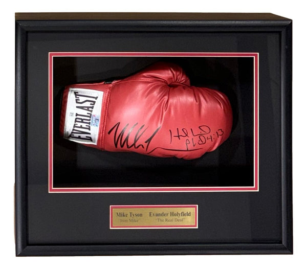 Mike Tyson Evander Holyfield Signed Framed Red Everlast Right Hand Glove JSA