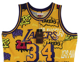 Lakers Shaquille O'Neal Signed Alt Yellow M&N 1996-97 HWC Swingman Jersey BAS W