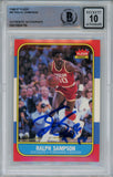 Ralph Sampson Signed 1986-87 Fleer #97 Rookie Card Beckett 10 Slab 42953
