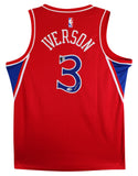 76ers Allen Iverson Signed Red Nike Jordan Swingman Jersey BAS #BY031283