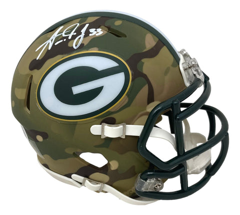 Aaron Jones Signed Green Bay Packers Camo Mini Speed Helmet BAS