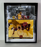 Michael Jordan & Magic Johnson Duel Autographed 16x20 in Custom LED Framed UDA