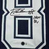 Framed Autographed/Signed Drew Pearson 35x39 Dallas Navy Football Jersey BAS COA