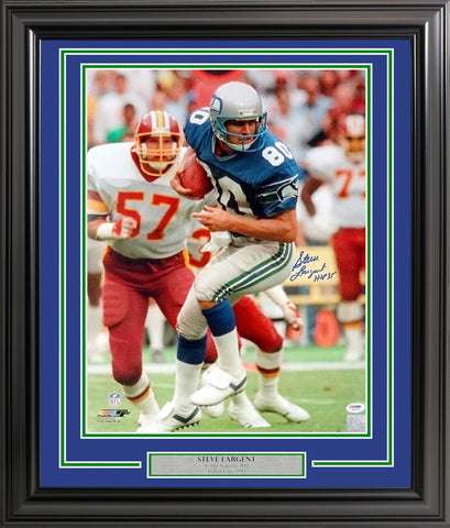 Steve Largent Signed Framed 16x20 Photo Seattle Seahawks "HOF 95" PSA/DNA