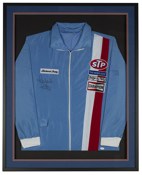 Richard Petty Signed Framed 36x42 Custom STP NASCAR Jacket – Super