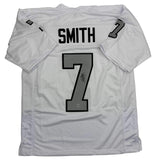 Autographed/Signed Geno Smith Oakland White Color Rush Jersey Beckett BAS COA