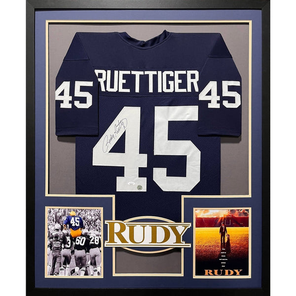 Rudy Ruettiger Autographed Signed Framed Movie Notre Dame Jersey JSA