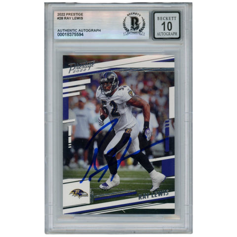 Ray Lewis Autographed/Signed 2022 Prestige #28 Trading Card Beckett 52924