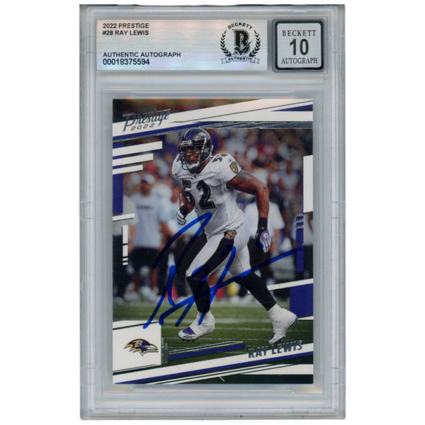 Ray Lewis Autographed/Signed 2022 Prestige #28 Trading Card Beckett 52924