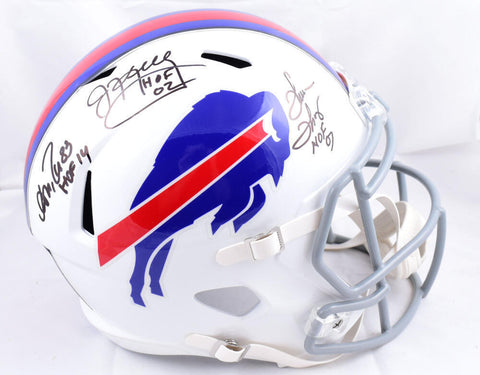 Kelly/Reed/Thomas Autographed Buffalo Bills F/S Speed Helmet w/HOF- JSA W *Black