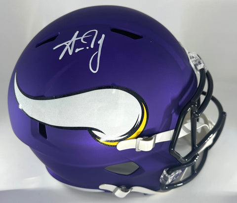 Vikings AARON JONES Signed Full Size Replica Speed Helmet AUTO - BAS