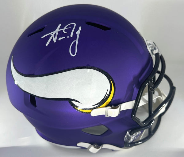 Vikings AARON JONES Signed Full Size Replica Speed Helmet AUTO - BAS
