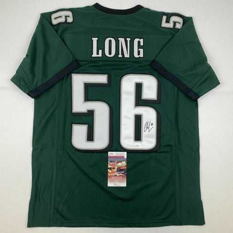 Autographed/Signed CHRIS LONG Philadelphia Green Football Jersey JSA COA Auto