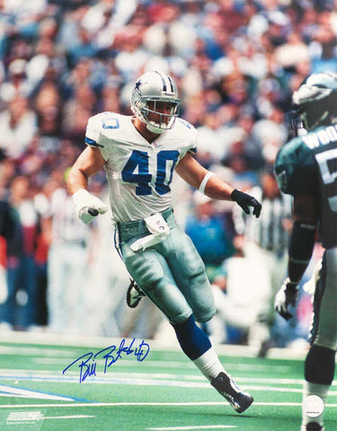Bill Bates Signed Dallas Cowboys White Jersey Action 16x20 Photo -(SCHWARTZ COA)