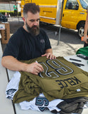Jason Kelce Autographed Army Green Custom Football Jersey Eagles PSA/DNA 208043