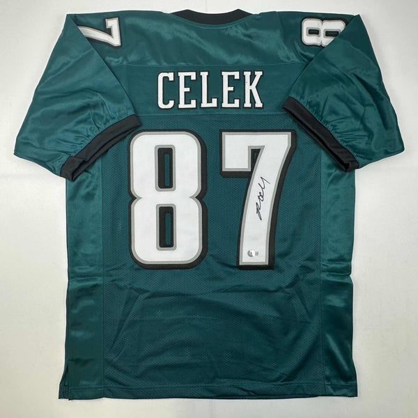 Autographed/Signed Brent Celek Philadelphia Green Football Jersey JSA COA