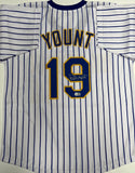 ROBIN YOUNT Brewers Signed Custom Pinstripe Retro Throwback Jersey AUTO - BAS
