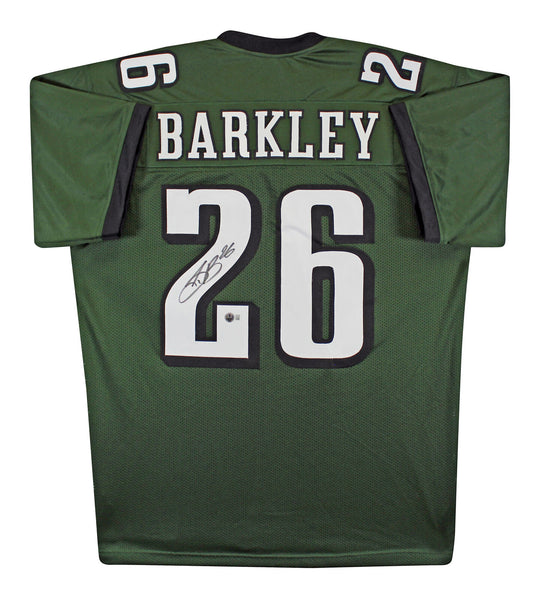 Saquon Barkley Authentic Signed Green Pro Style Jersey Autographed BAS Witnessed