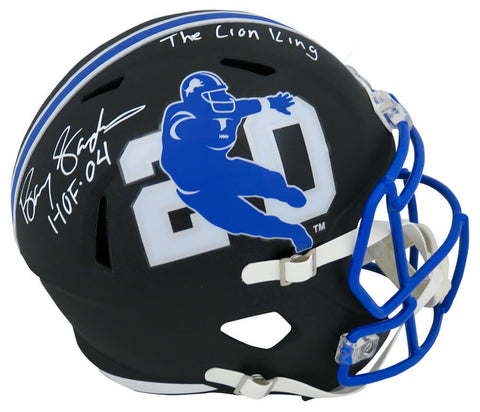 Barry Sanders Signed Lions Barry Logo Riddell F/S Rep Helmet w/2 INS - (SS COA)