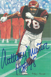 Anthony Munoz Autographed Cincinnati Bengals Goal Line Art Card Blue HOF 12526