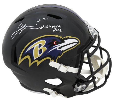 Jamal Lewis Signed Ravens Riddell F/S Speed Rep Helmet w/2,066 Yds 2003 (SS COA)