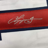 Autographed/Signed CHIPPER JONES Atlanta White Stat Baseball Jersey JSA COA Auto