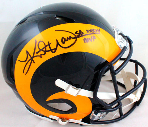 Kurt Warner Signed SL Rams 81-99 TB Authentic F/S Helmet w/SBMVP- Beckett W *Blk
