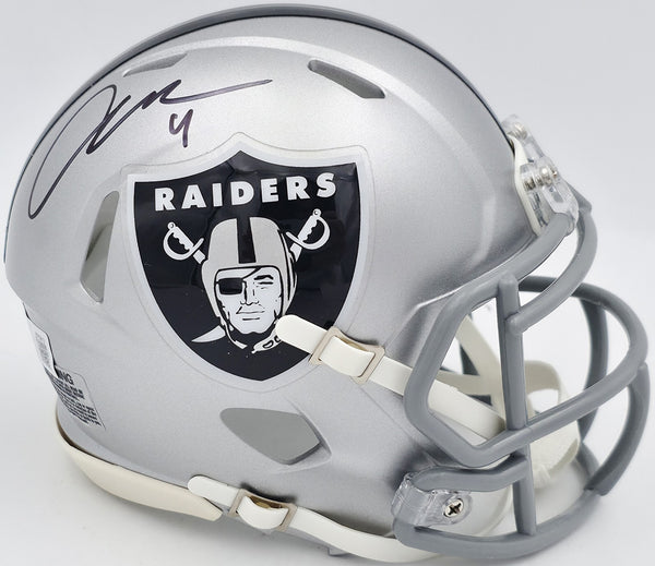 Aidan O'Connell Autographed Raiders Silver Mini Helmet Beckett Witness W975612