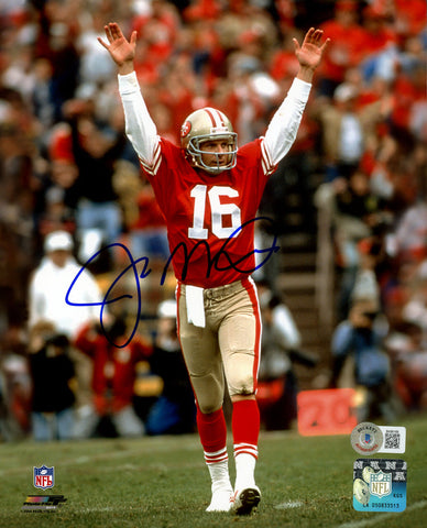 JOE MONTANA AUTOGRAPHED 8X10 PHOTO SAN FRANCISCO 49ERS BECKETT BAS QR 221161