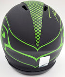 Russell Wilson Signed Eclipse Black Seahawks Speed Mini Helmet In Green RW Holo