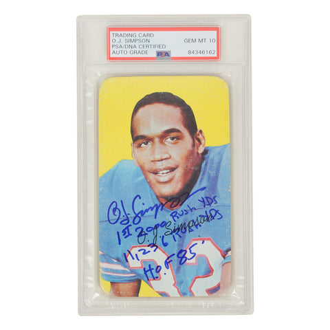 OJ Simpson Signed 1970 Jumbo Rookie Card Inscribed - PSA 10 Autograph